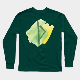 Thurisaz, Watercolor in Green and Yellow (Runes & Watercolors) Long Sleeve T-Shirt